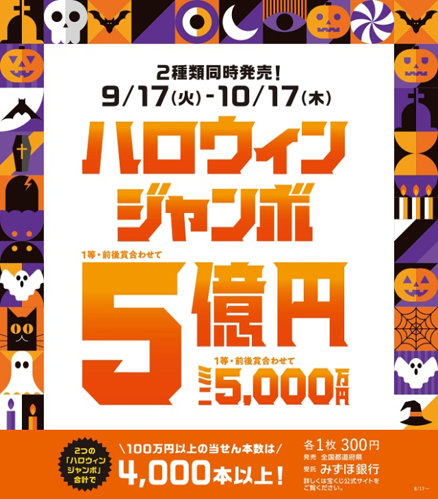 ハロウィンジャンボ宝くじ発売